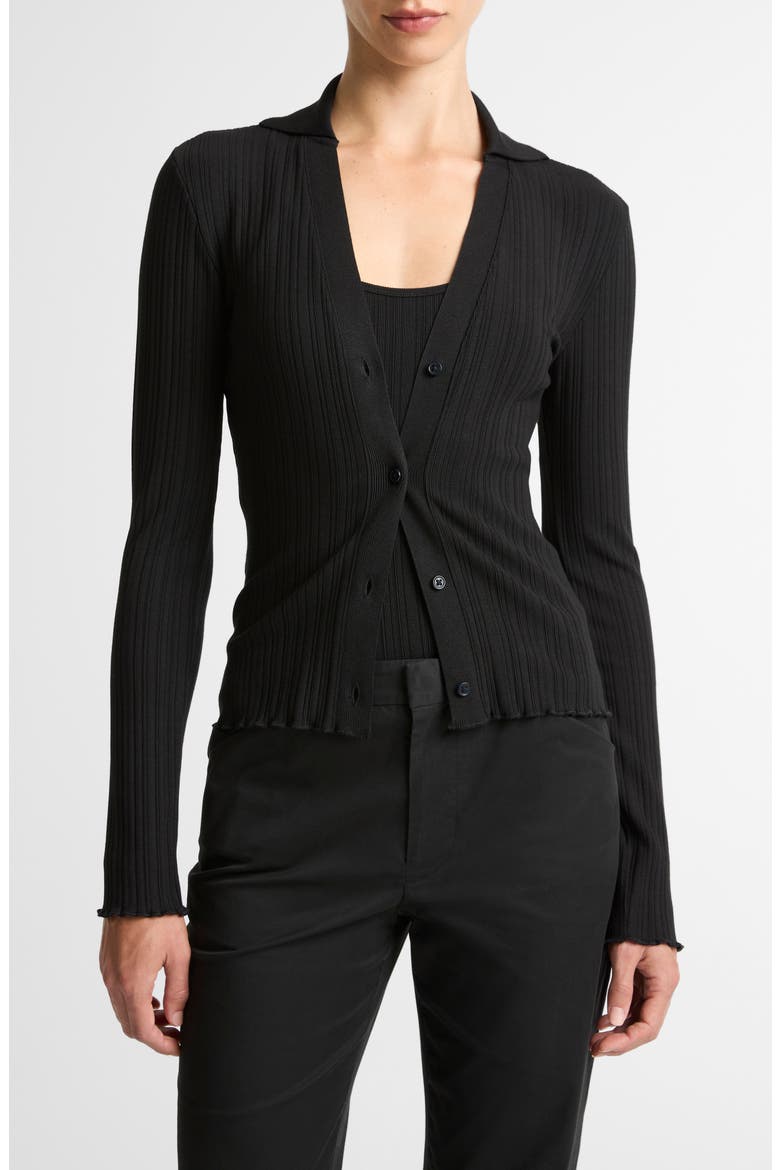 Johnny Collar Rib Cardigan, Main, color, BLACK