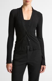 Vince Johnny Collar Rib Cardigan