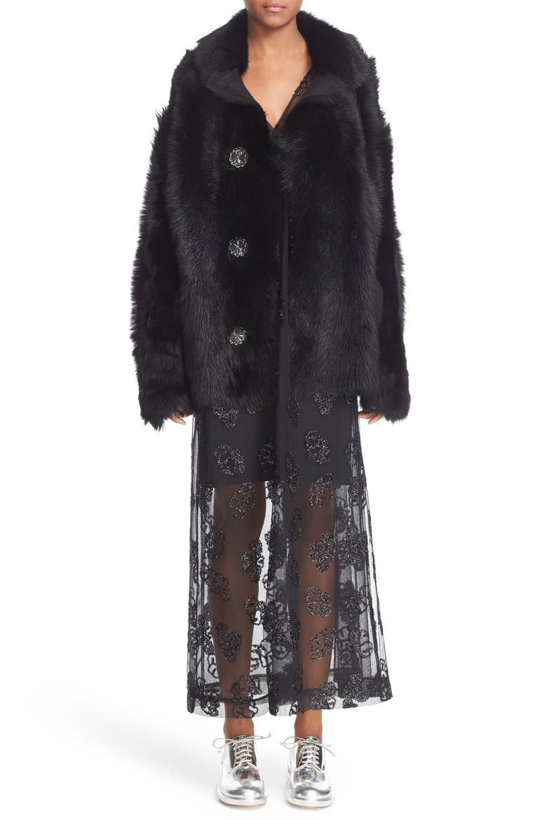 Genuine Shearling Jacket, Main, color, BLACK
