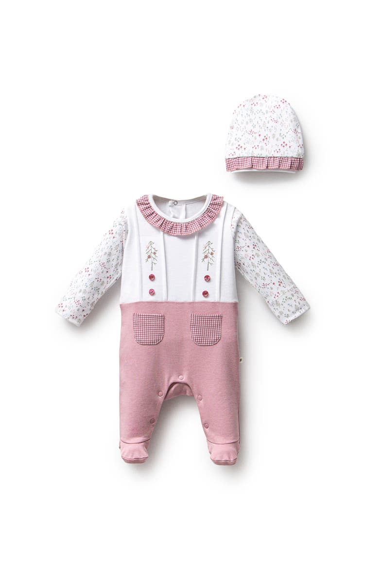 moi noi Gingham Flower One-Piece Set, Main, color, Pink