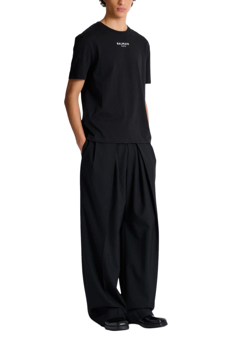 Balmain Embroidered Balmain Paris T-shirt, Main, color, Black
