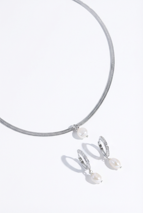 Juliet Snake Chain Necklace & Layla Crystal Hoop Earring Gift Set