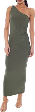 Jump Apparel One-Shoulder Ruched Maxi Dress