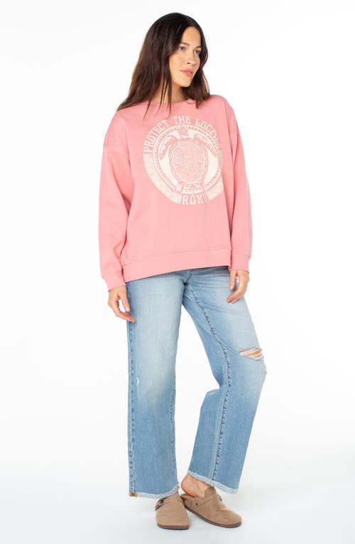 Roxy Morning Hike Oversize Fleece Graphic Sweatshirt In Pink