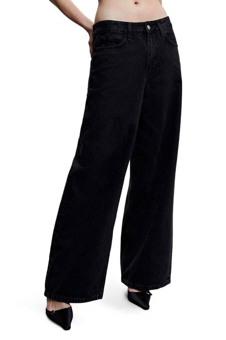 Low Rise Super Wide Leg Jeans, Main, color, BLACK DENIM