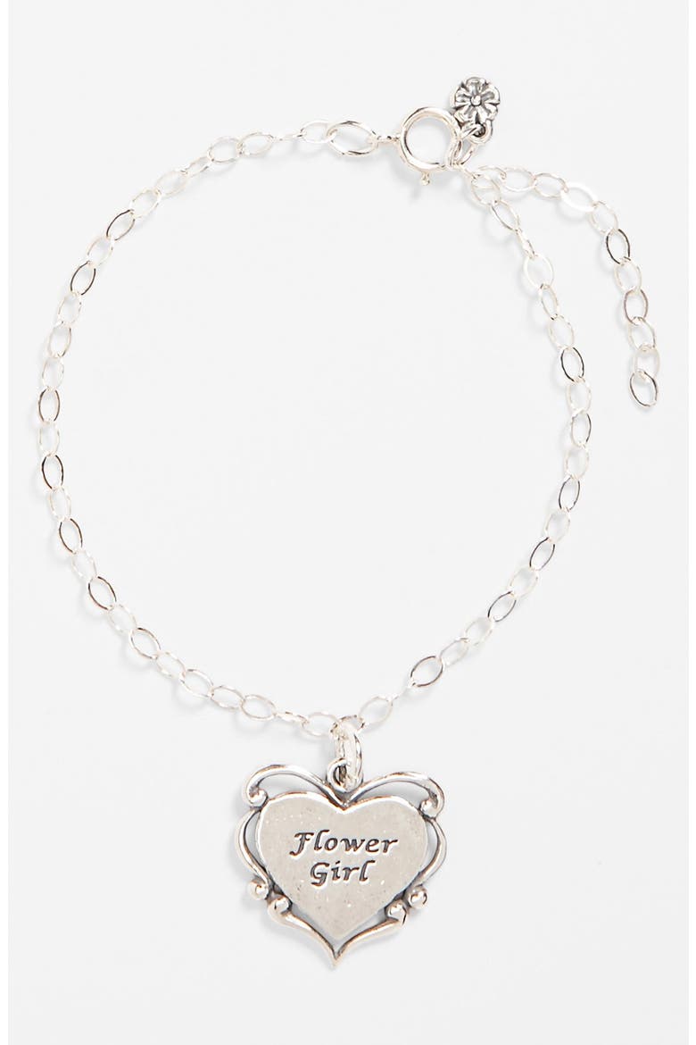 'Flower Girl' Charm Bracelet, Main, color, SILVER