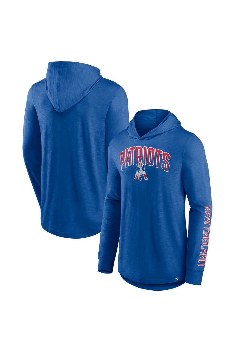 Men's Fanatics Royal New England Patriots Front Runner Long Sleeve Hooded T-Shirt, Alternate, color, Royal