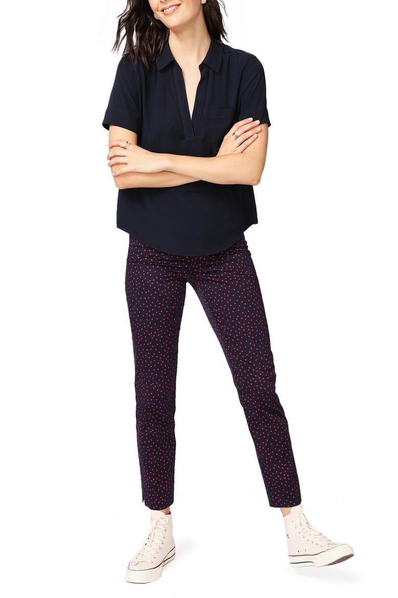 Scatter Dot Slit Hem Pants, Alternate, color, MARITIME ROUGE