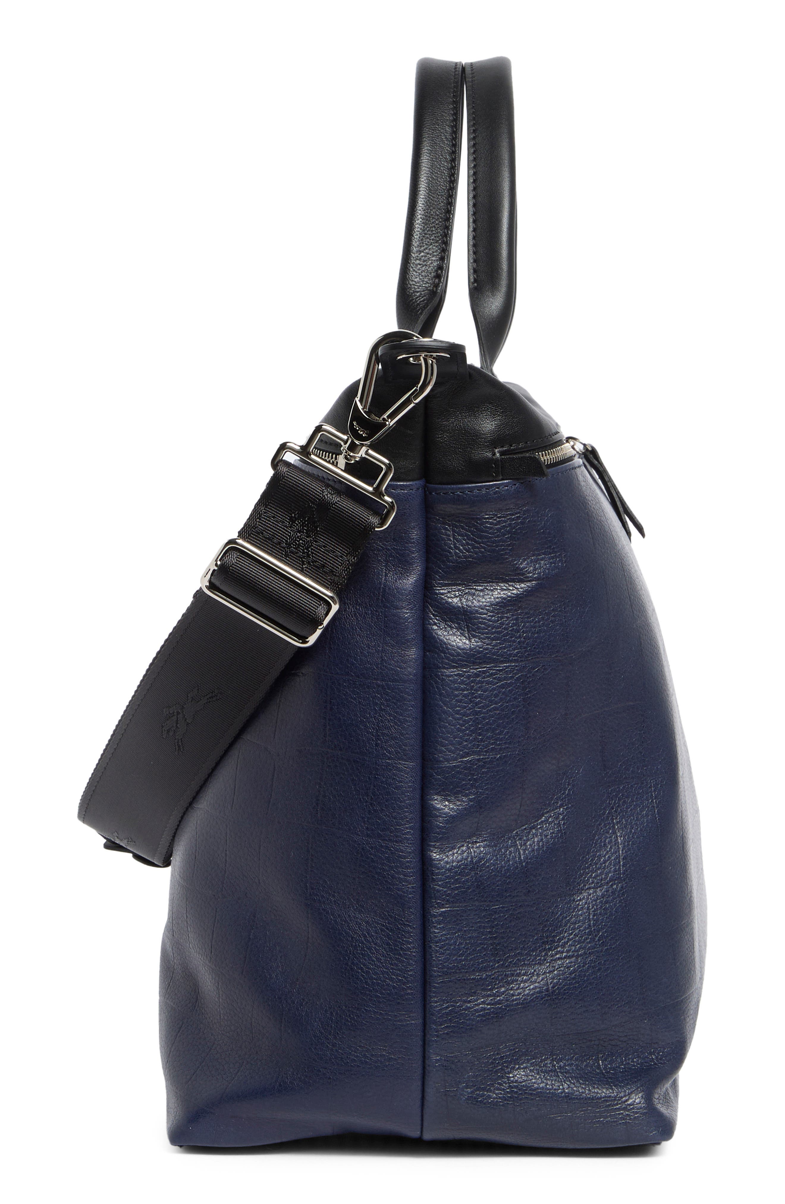 Longchamp Croc Embossed Gym Bag, Alternate, color, Black/Blue