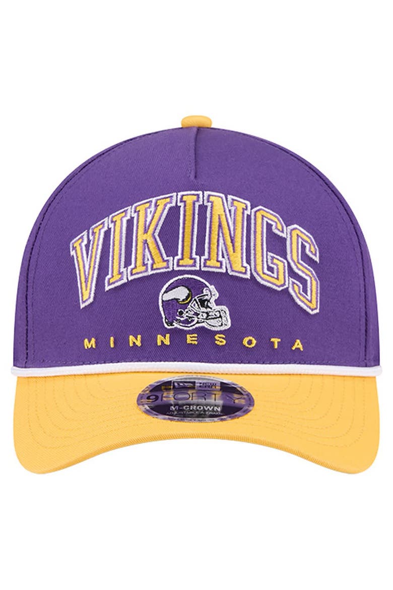 Men's New Era  Purple Minnesota Vikings  Arch COOLERA 9FORTY A-Frame M-Crown Adjustable Hat, Alternate, color, Purple