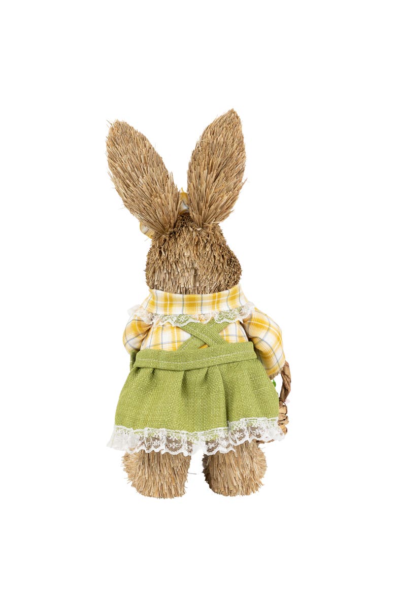 Northlight Girl Sisal Rabbit with Easter Basket Figure - 13.75" - Yellow and Green, Alternate, color, Yellow