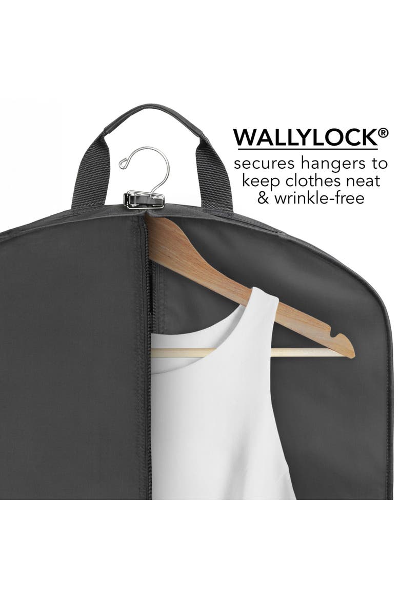 60" Premium Tri-Fold Travel Garment Bag with exterior pocket, Alternate, color, Black B1Gold