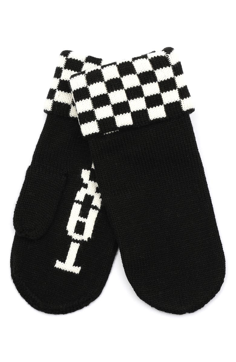 Kate Spade New York taxi checkerboard graphic mittens, Alternate, color,