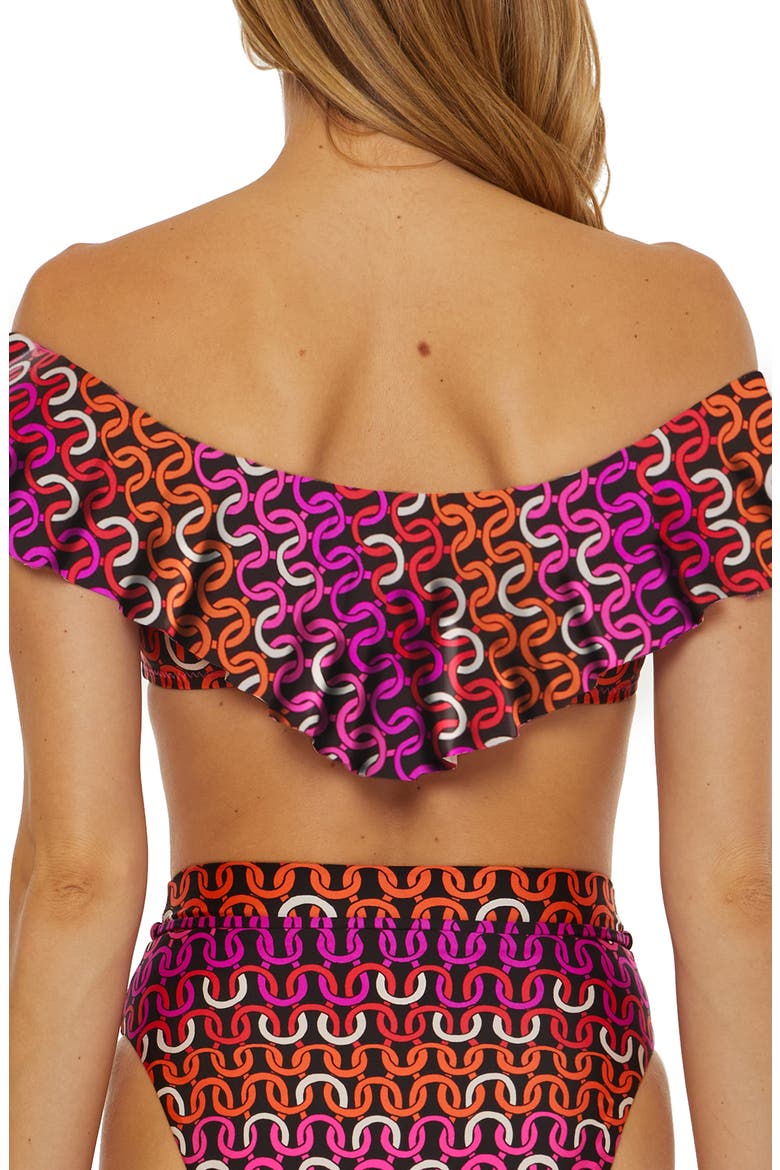 Echo Ruffle Off the Shoulder Bandeau Bikini Top, Alternate, color, PINK