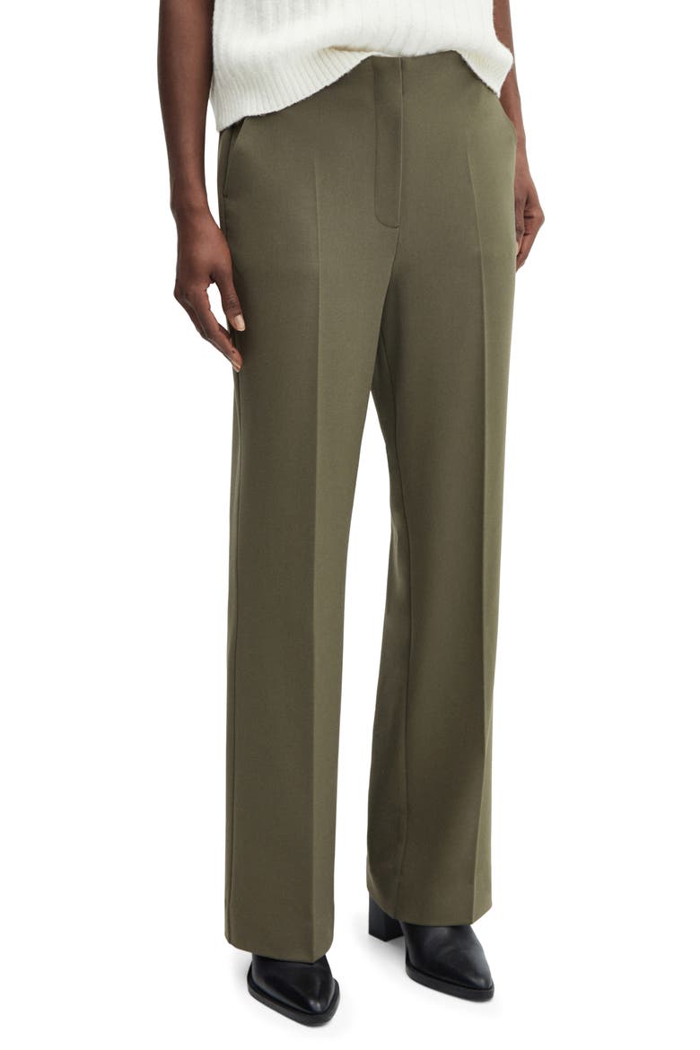 Flat Front Straight Leg Pants, Main, color, GREEN