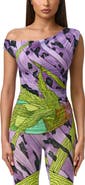 Naked Wardrobe Print Ruched One-Shoulder Top