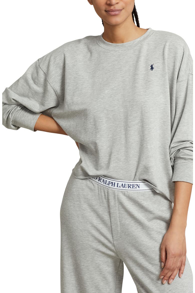 Sweatshirt & Wide Leg Pajamas, Alternate, color, HEATHER GREY