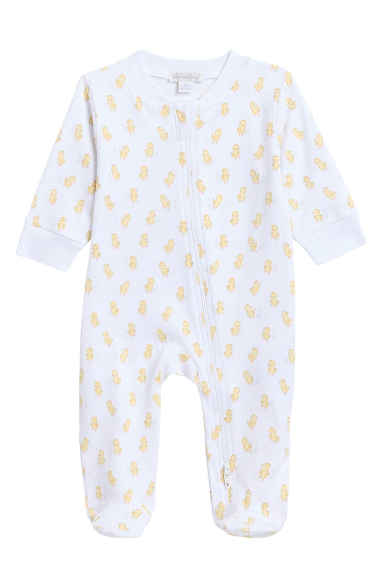 Kissy Kissy Chick Pima Cotton Zip Footie, Main, color, 