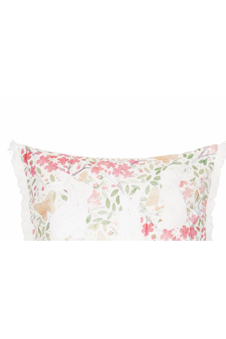 Spring Silhouette Easter Bunnies Rabbits Accent Throw Pillow, 18" x 18", Alternate, color, Pink