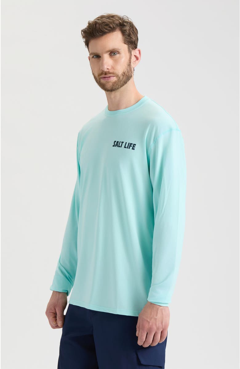 Salt Life Live Above or Below Long Sleeve Performance Tee, Alternate, color, Light Aruba Heather