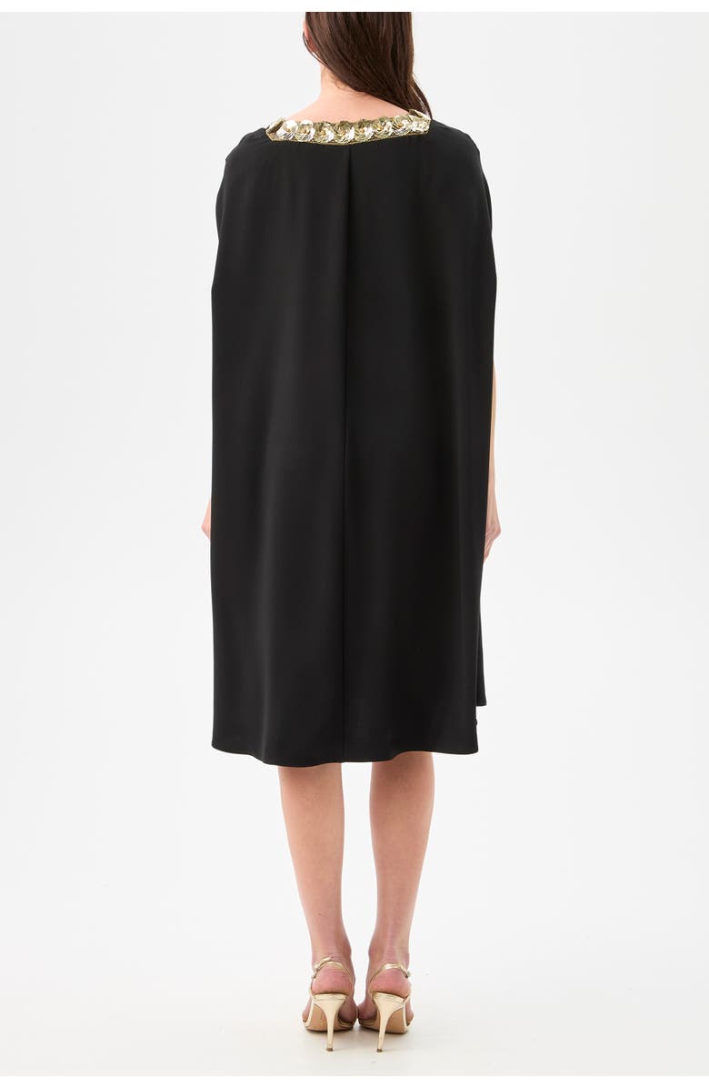Trina Turk Masquerade 3 Embellished Cape Sleeve Dress, Alternate, color, Black