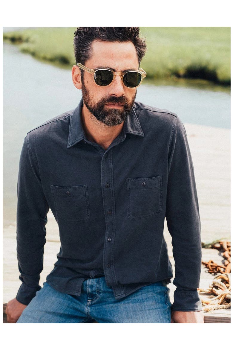 Knit Seasons Organic Cotton Button-Up Shirt, Alternate, color, WASHED BLACK