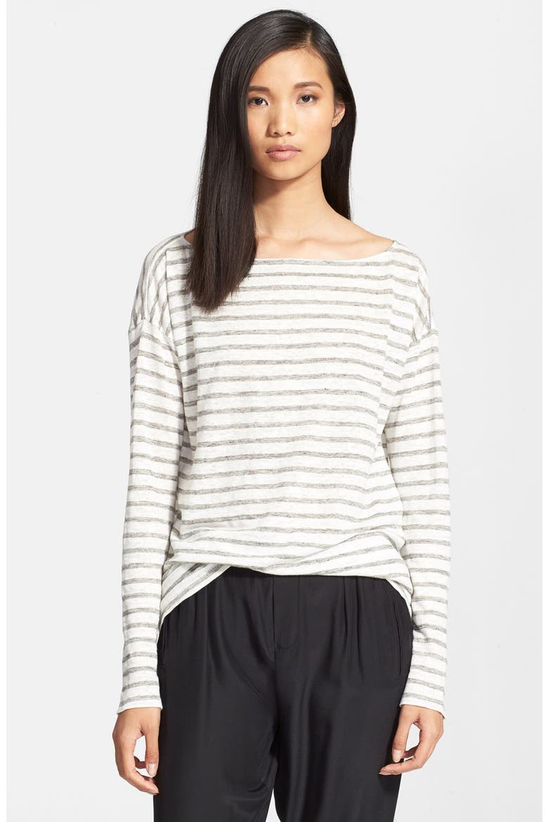 Stripe Linen Top, Main, color, GRAY STRIPE