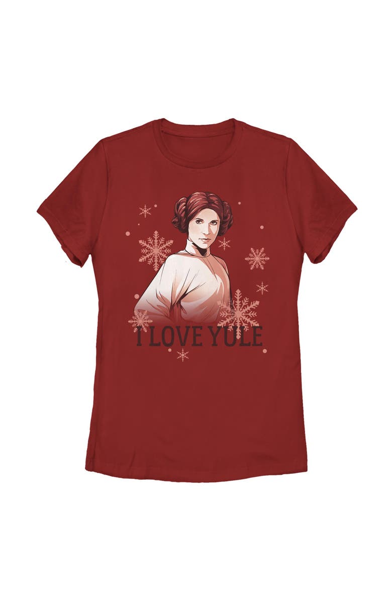 Star Wars: The Empire Strikes Back Women's Star Wars The Empire Strikes Back Christmas Leia Love Yule  Graphic T-Shirt, Main, color, Red
