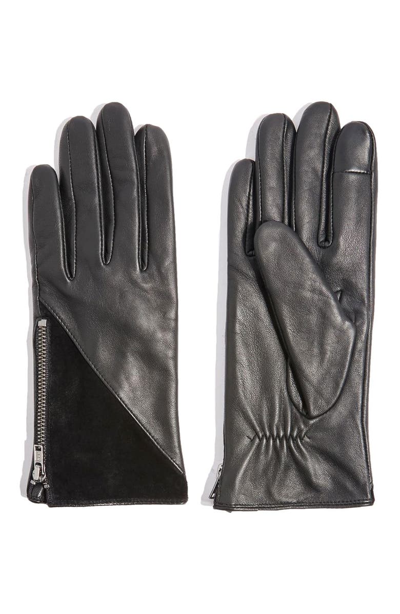 Topshop Core Leather Gloves, Main, color,