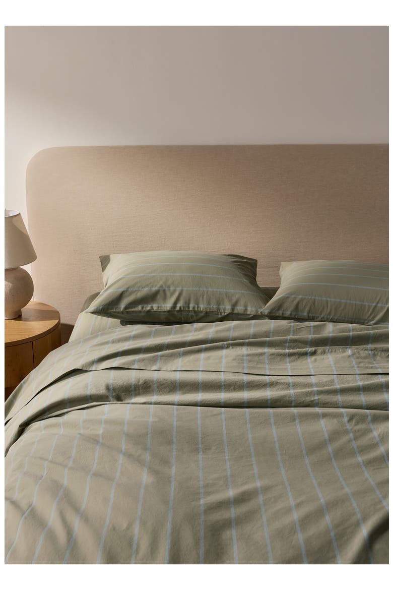 BRUSHED COTTON DUVET COVER, Alternate, color, MOSS/ WAVE