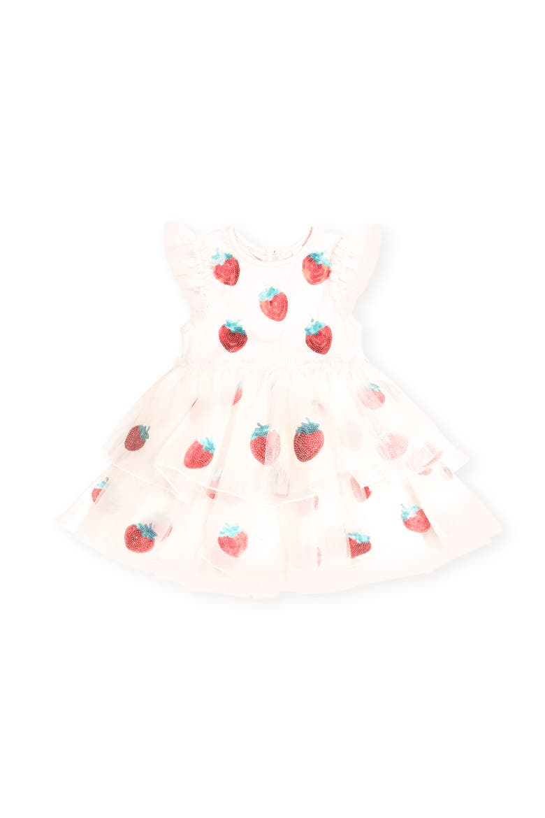 Sequin Strawberry Tulle Dress, Main, color, Ecru