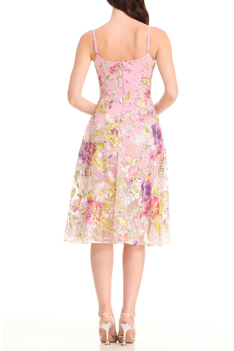 Uma Floral Embroidered Fit & Flare Dress, Alternate, color, LILAC MULTI