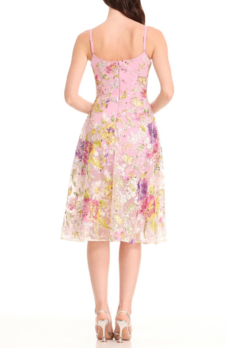 Dress the Population Uma Floral Embroidered Fit & Flare Dress, Alternate, color, Lilac Multi