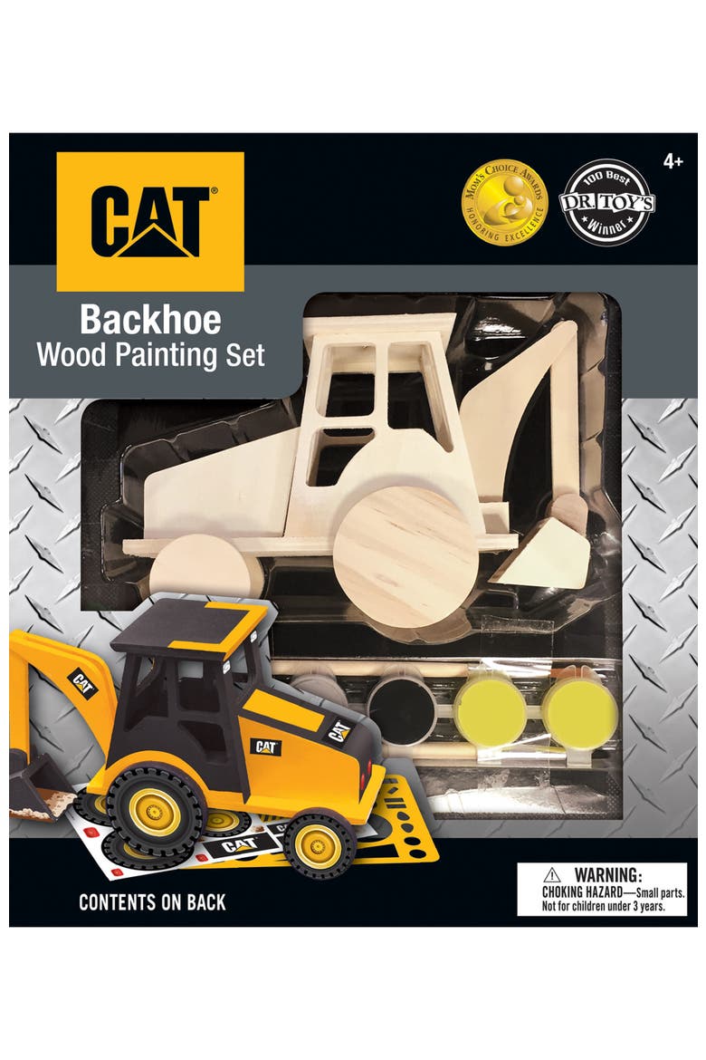 CAT Backhoe Wood Craft & Paint Kit, Main, color, Multicolor