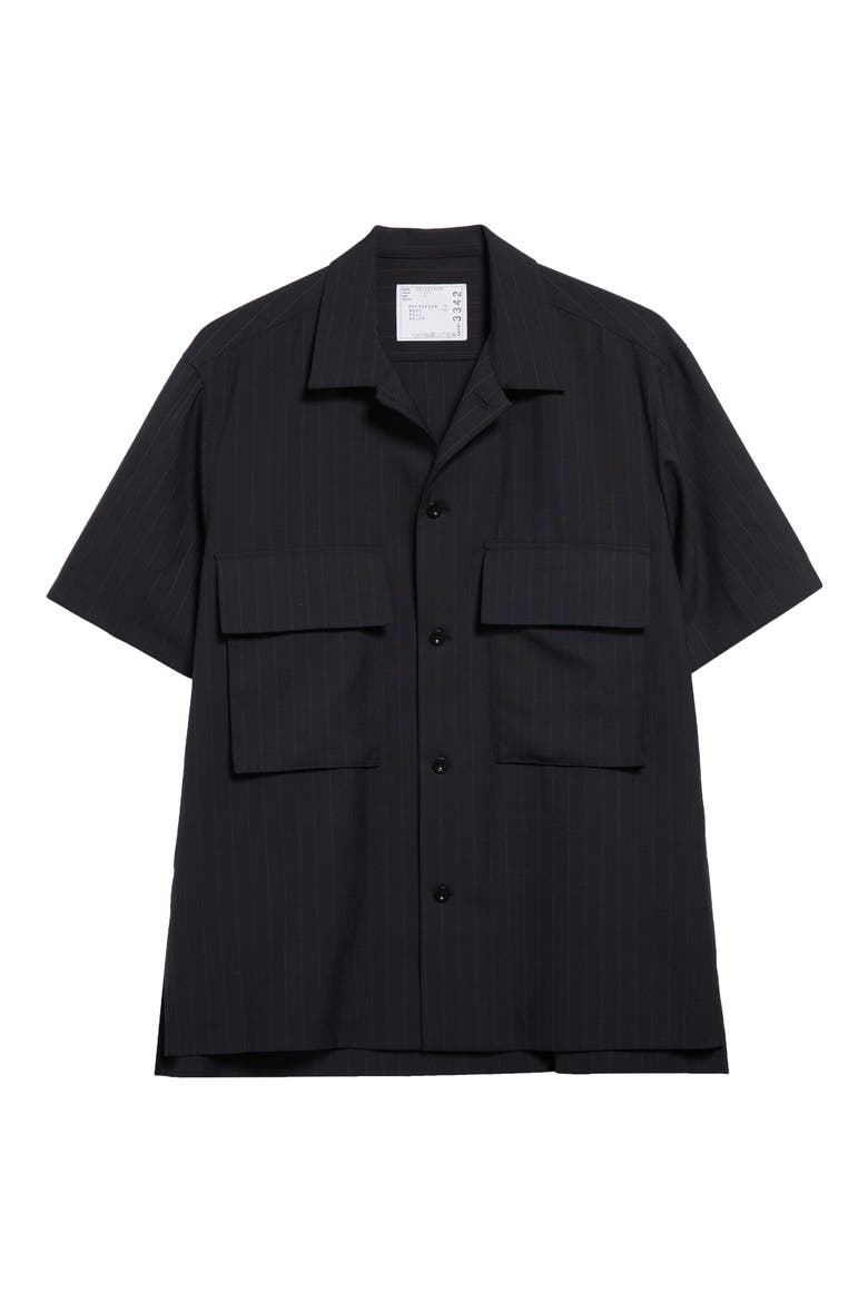 Sacai Chalk Stripe Suiting Camp Shirt (Men) | Nordstrom