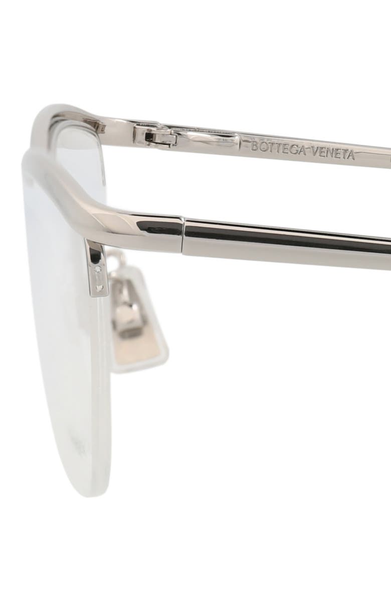 Bottega Veneta 56mm Novelty Square Optical Glasses, Alternate, color, Silver Silver Transparent