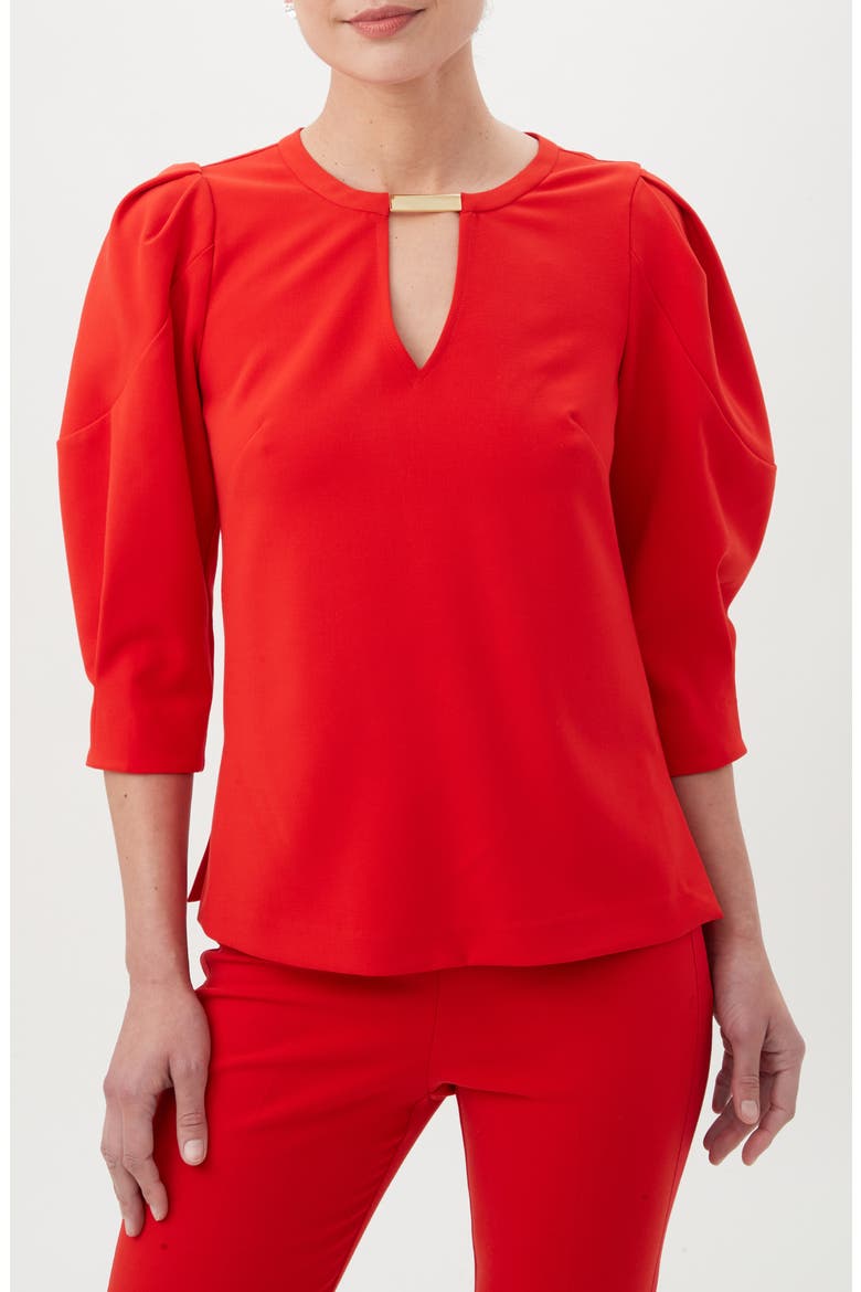 Emiko Puff Sleeve Top, Main, color, REINA RED