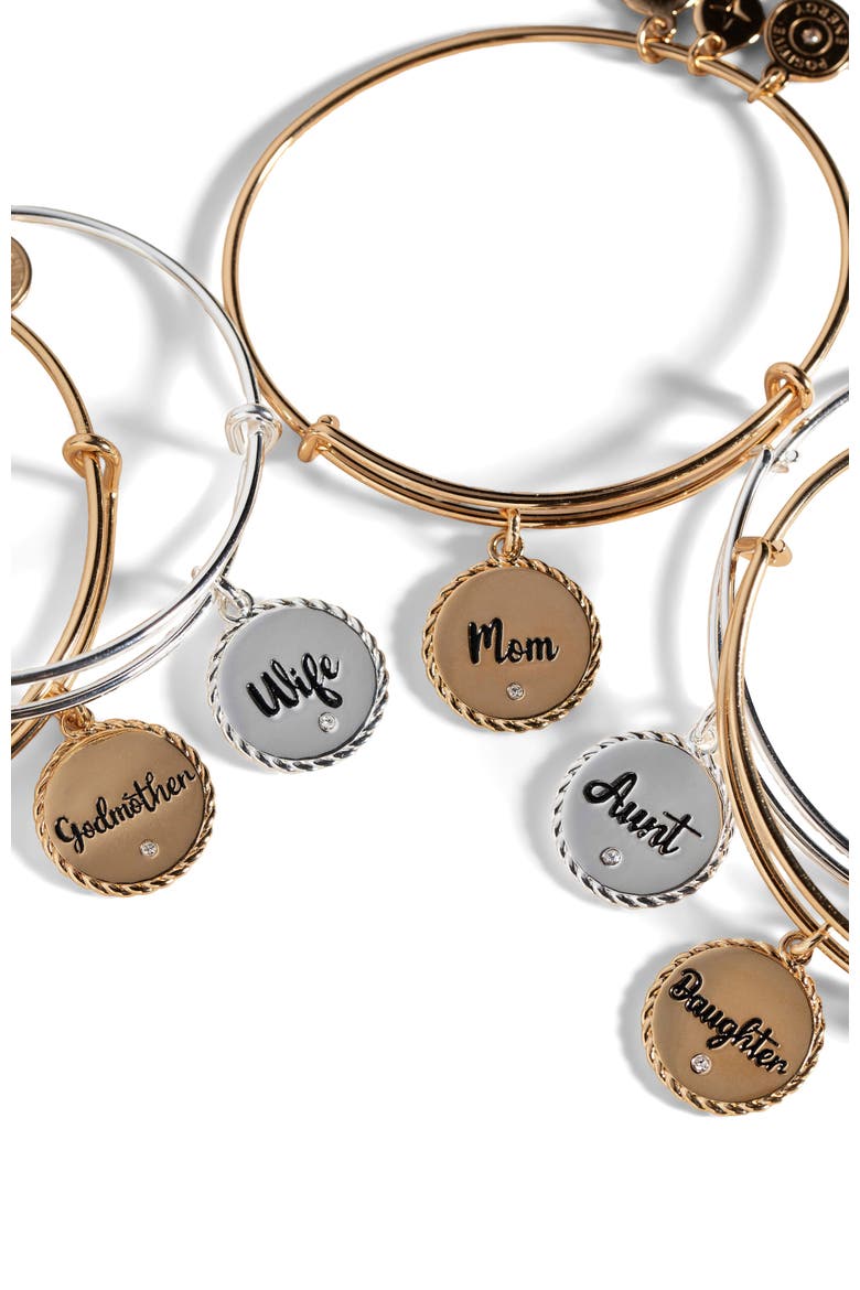 Mom Charm Bangle Bracelet, Alternate, color, Gold