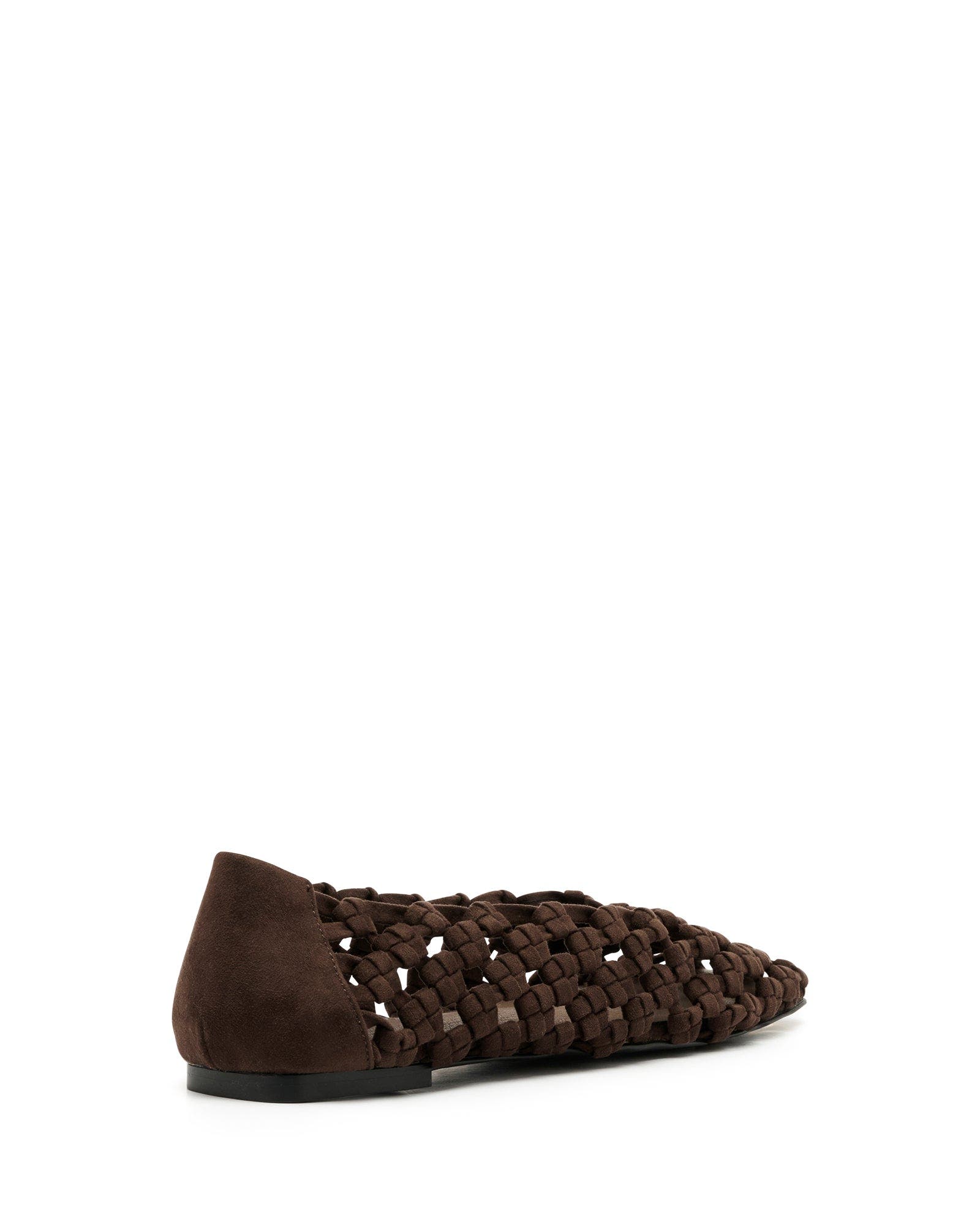Genesis Square Toe Woven Flats, Alternate, color, CHOCOLATE FAUX SUEDE