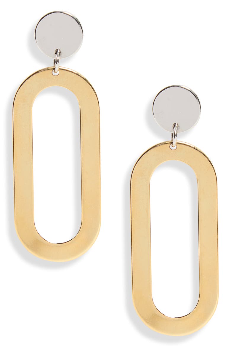 Mixed Metal Geometric Drop Earrings, Main, color, LIGHT GOLD