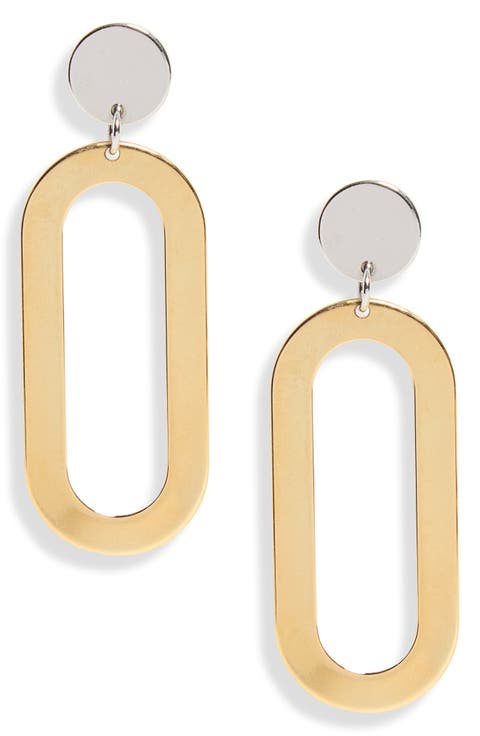 Mixed Metal Geometric Drop Earrings