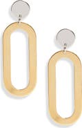 PLAN C Mixed Metal Geometric Drop Earrings