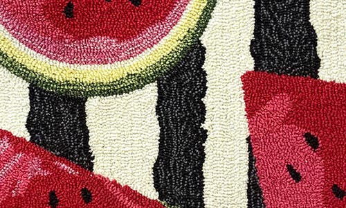 R16 Home Watermelon Stripe Door Mat In Black Red White