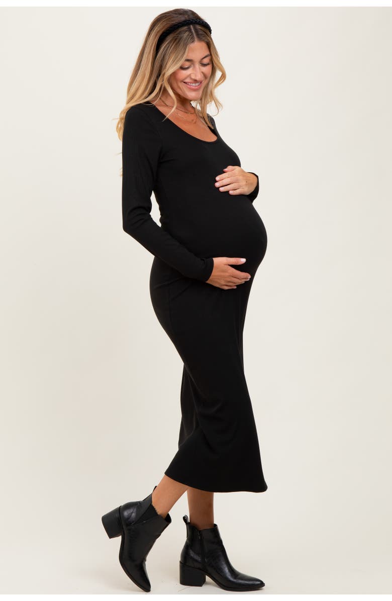 PinkBlush Scoop Neck Long Sleeve Midi Dress, Alternate, color, Black