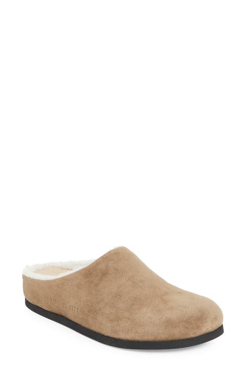 Suede & Genuine Shearling Clog (Women)