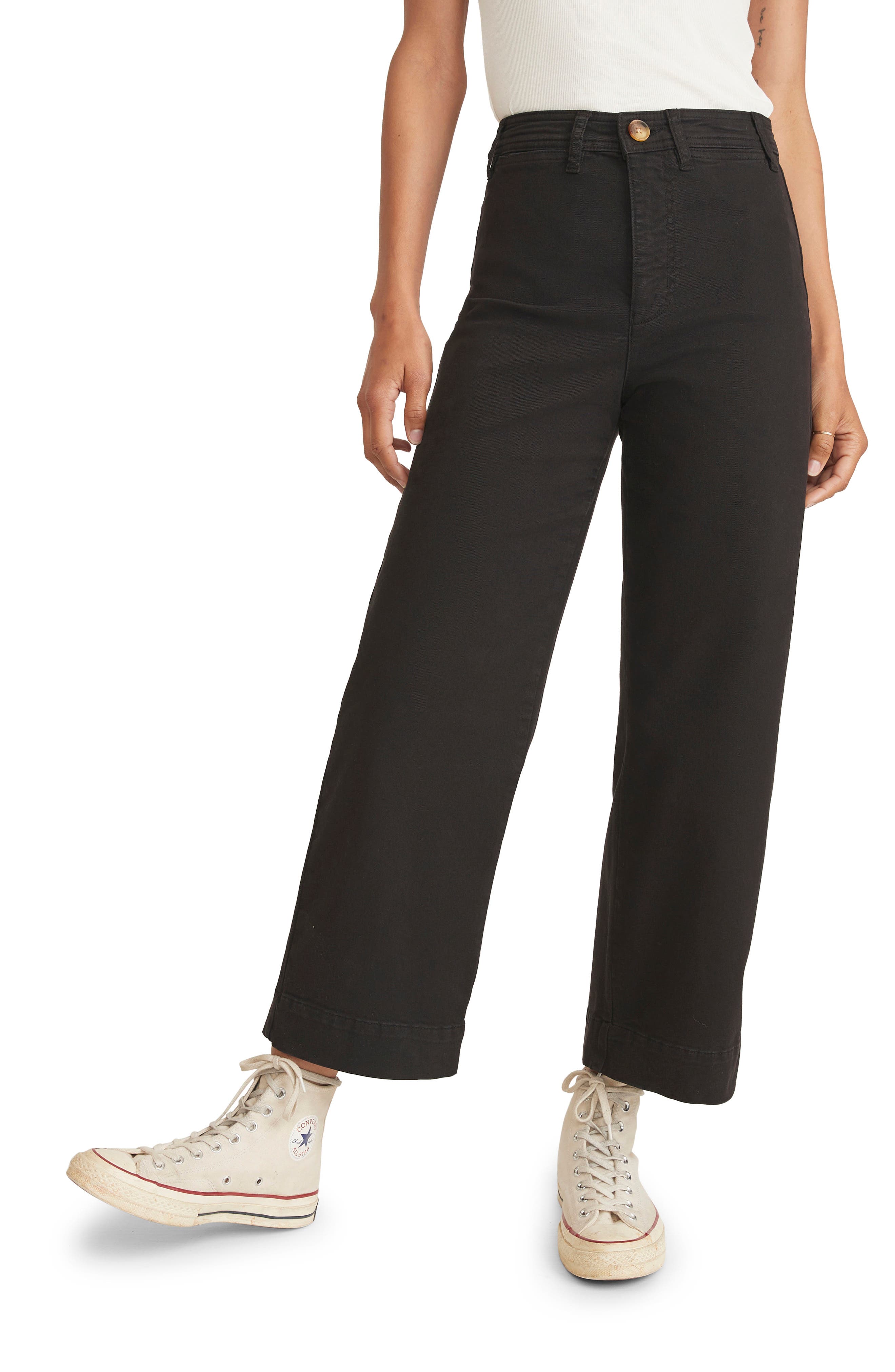 Bridget High Waist Slim Fit Wide Leg Ankle Pants