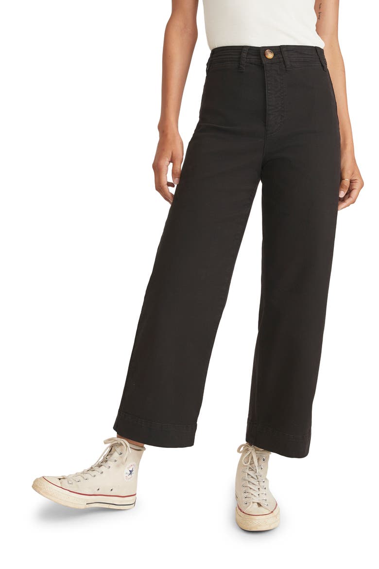 Bridget High Waist Slim Fit Wide Leg Ankle Pants, Main, color, BLACK