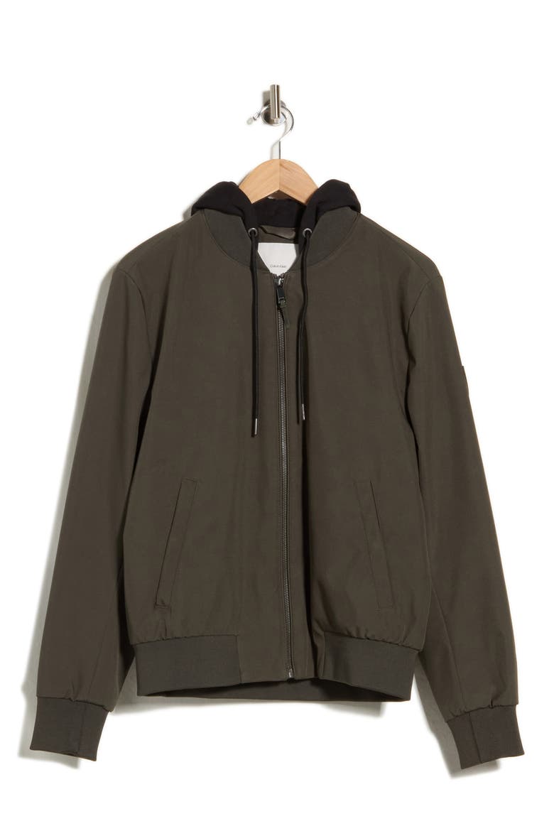 Softshell Knit Bomber Hoodie, Main, color, OLIVE
