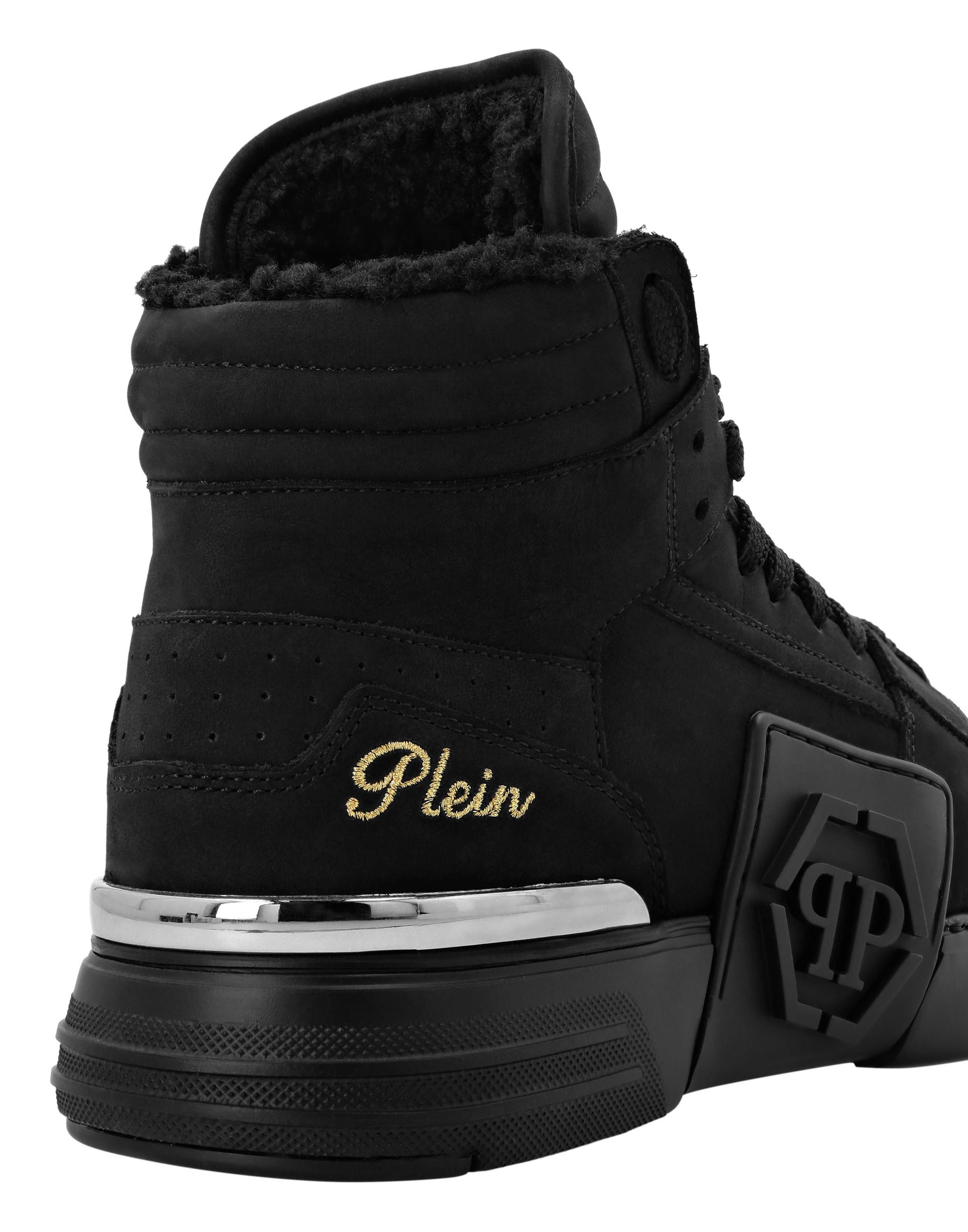 Suede &Amp; Shearling Mid Top Sneakers Phantom Kick$ Men, Alternate, color, black/black