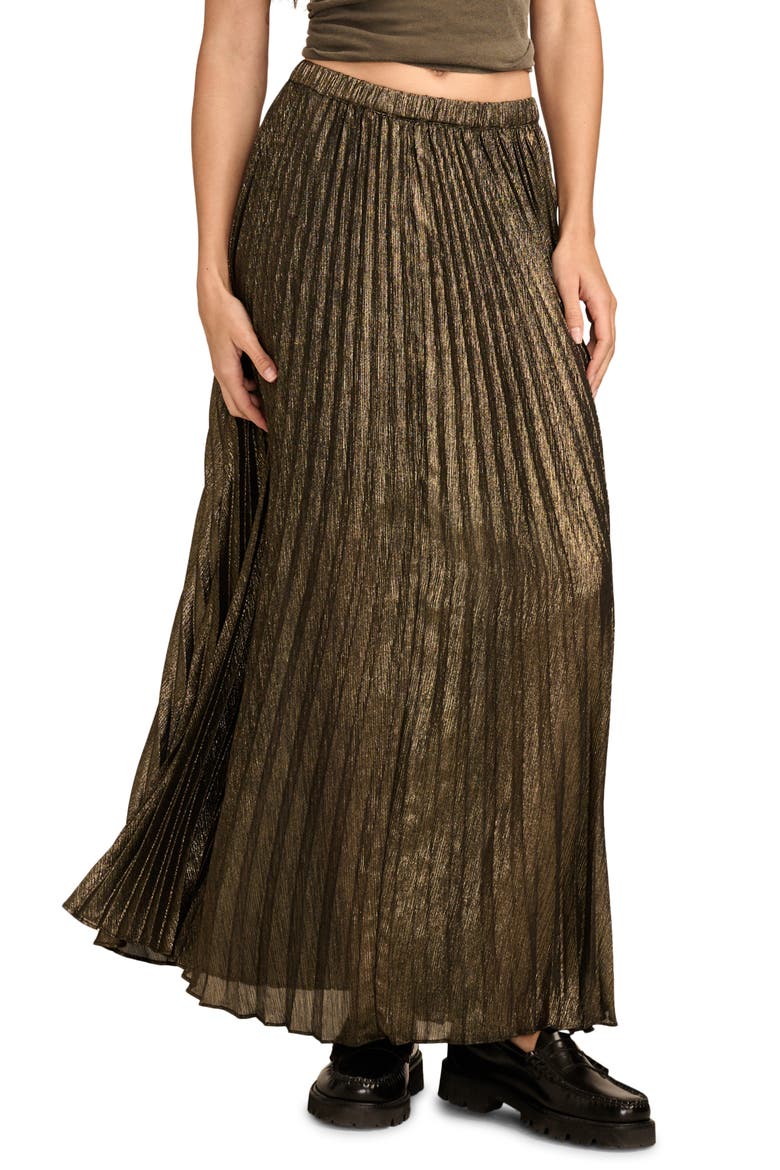 Metallic Pleated Maxi Skirt, Main, color, GOLD